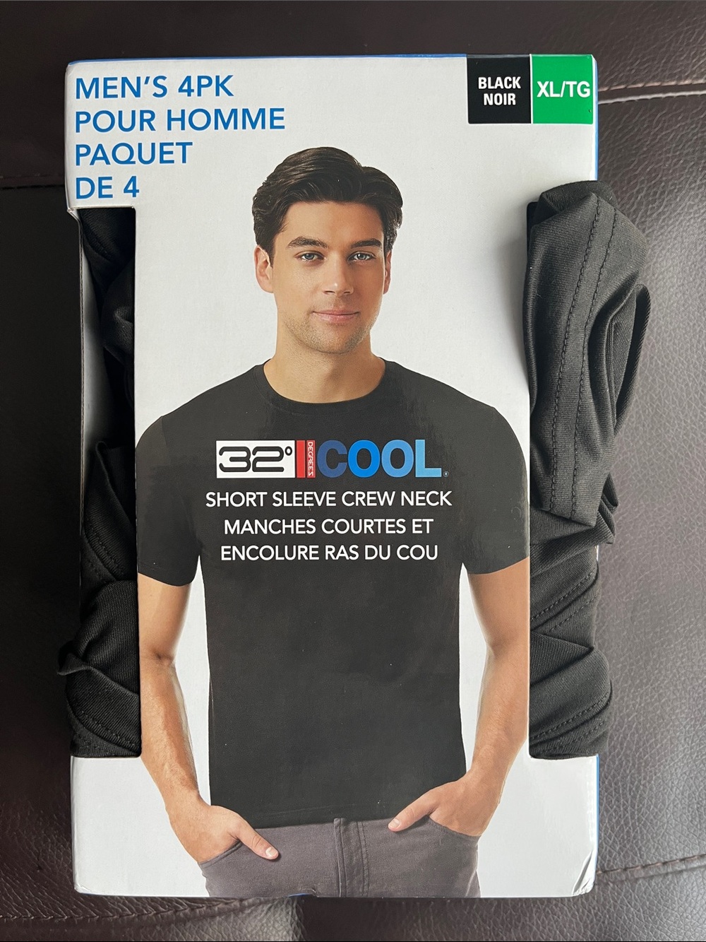 32° COOL Men's Short Sleeve Crew Neck T-Shirt - Black (4PK)